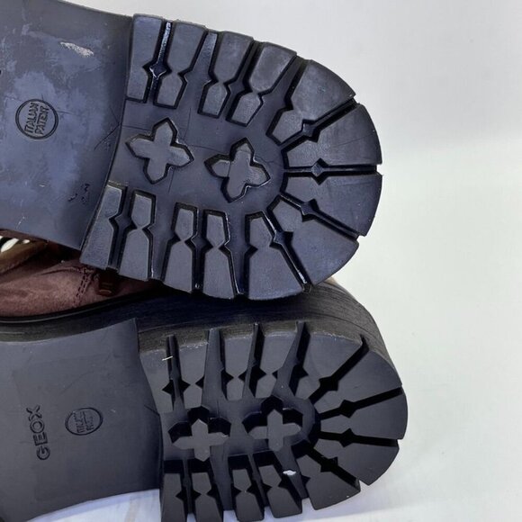 GEOX Respira Iridea Lace-Up Ankle Boots Size 39 EU US 9 Brown Suede Zip Side - Picture 13 of 15